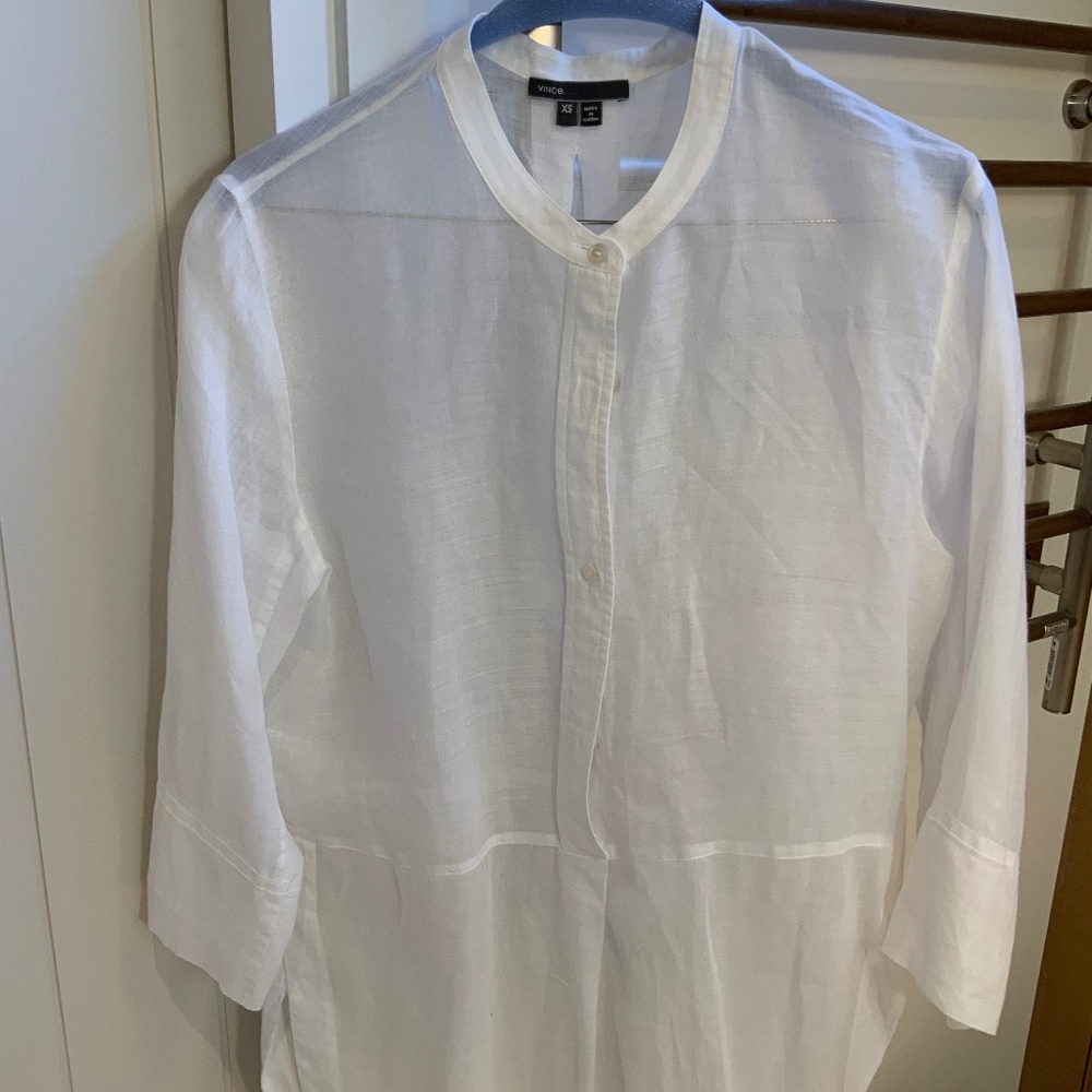 Vince linen/ramie tunic blouse